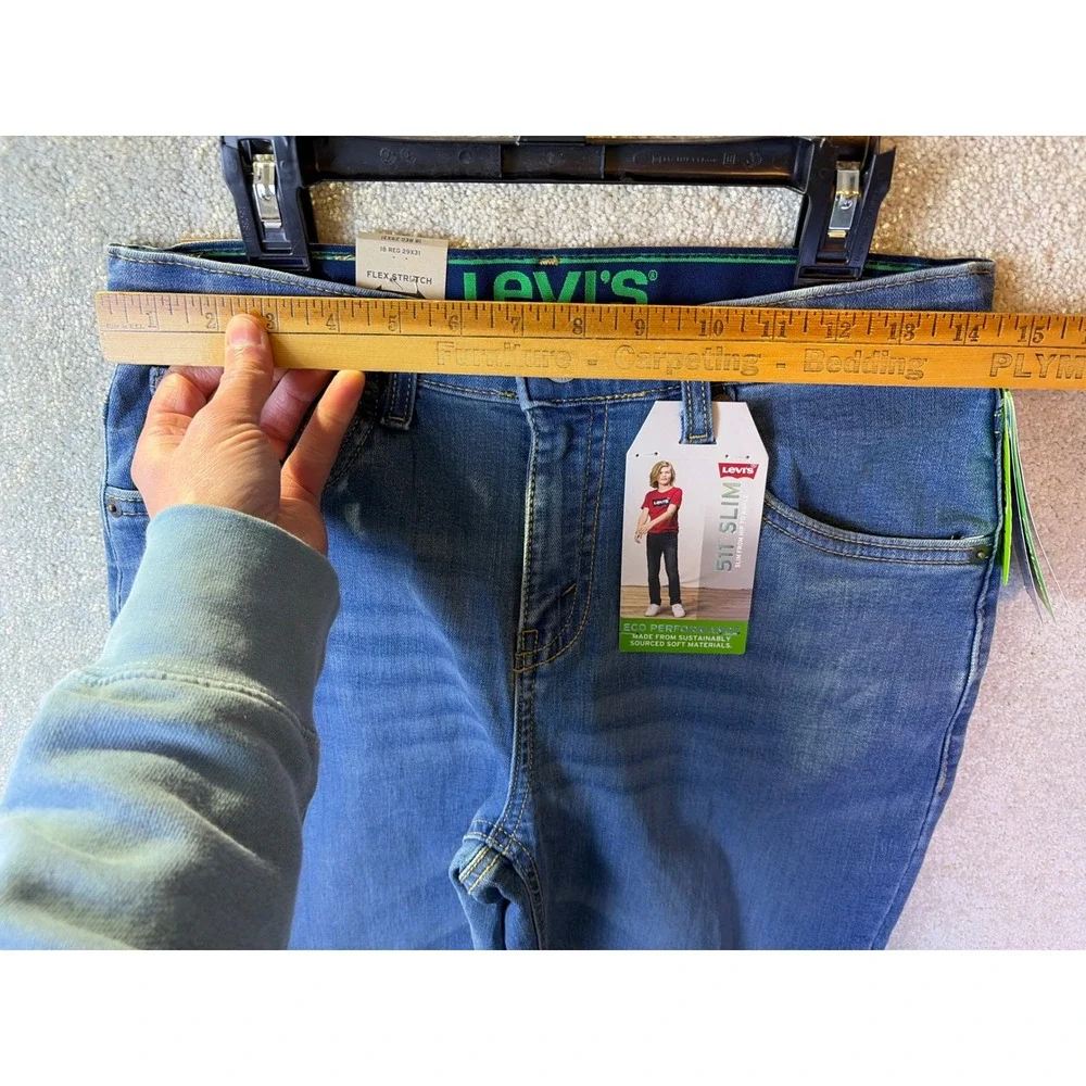 Levi's 511 Slim Jeans Boys 18 Reg 29x31 Blue Performance Stretch Adjustable NEW